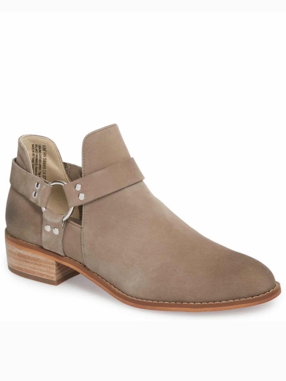 bp Kerry Harness Taupe/Tan Suede Leather Cutout Ankle Boho Booties Woman 7M